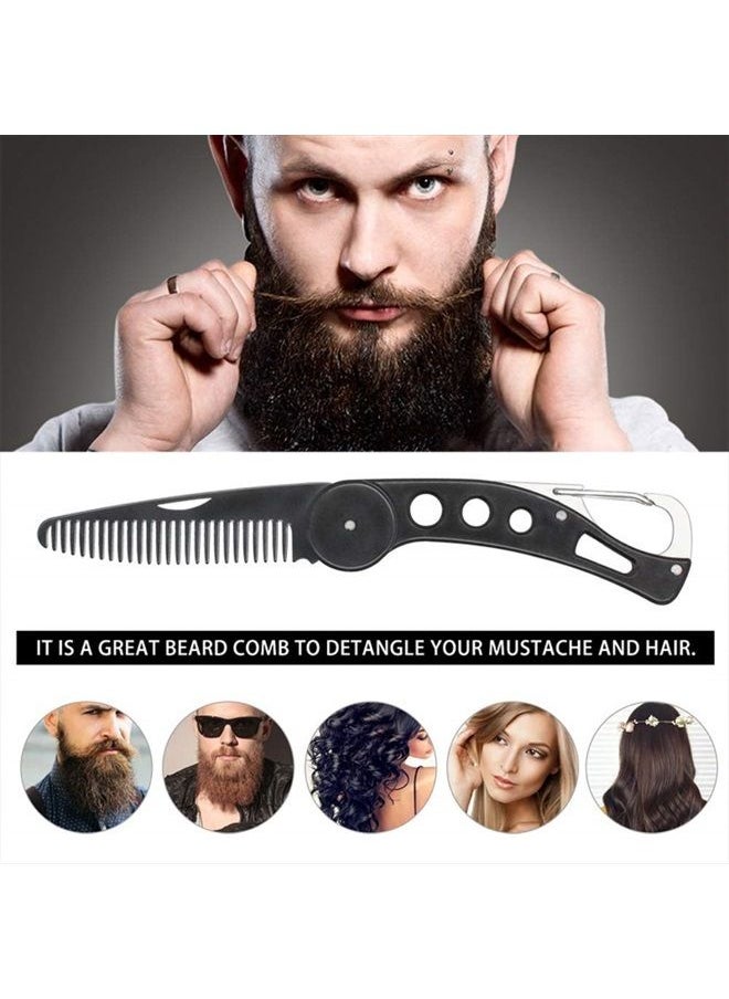 KMDJG818 Stainless Steel Folding Beard Comb, Portable Multifunction Anti Static Fine to Medium Metal Hair Comb for Men Grooming, Combing Hair, Beard, and Mustache Styling  - Image 5