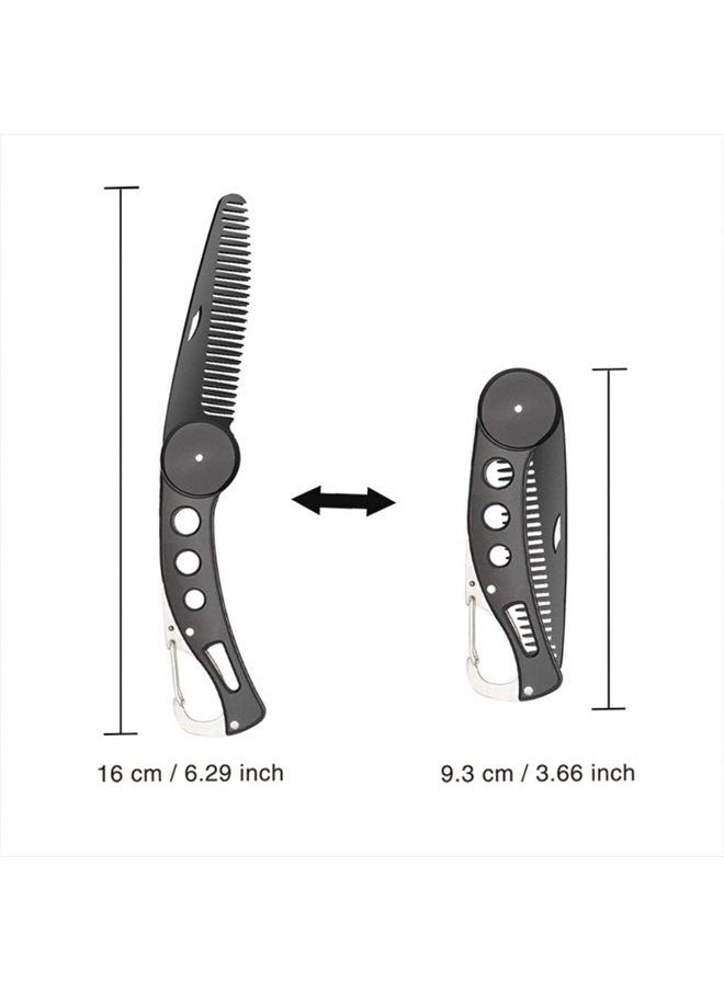 KMDJG818 Stainless Steel Folding Beard Comb, Portable Multifunction Anti Static Fine to Medium Metal Hair Comb for Men Grooming, Combing Hair, Beard, and Mustache Styling  - Image 4