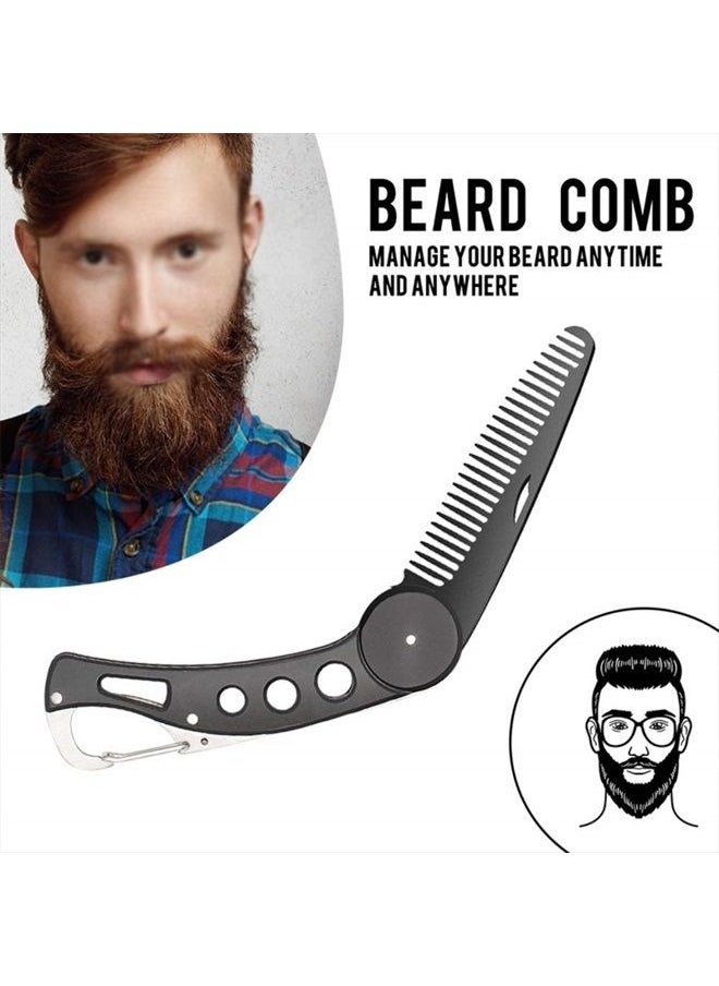 KMDJG818 Stainless Steel Folding Beard Comb, Portable Multifunction Anti Static Fine to Medium Metal Hair Comb for Men Grooming, Combing Hair, Beard, and Mustache Styling  - Image 2