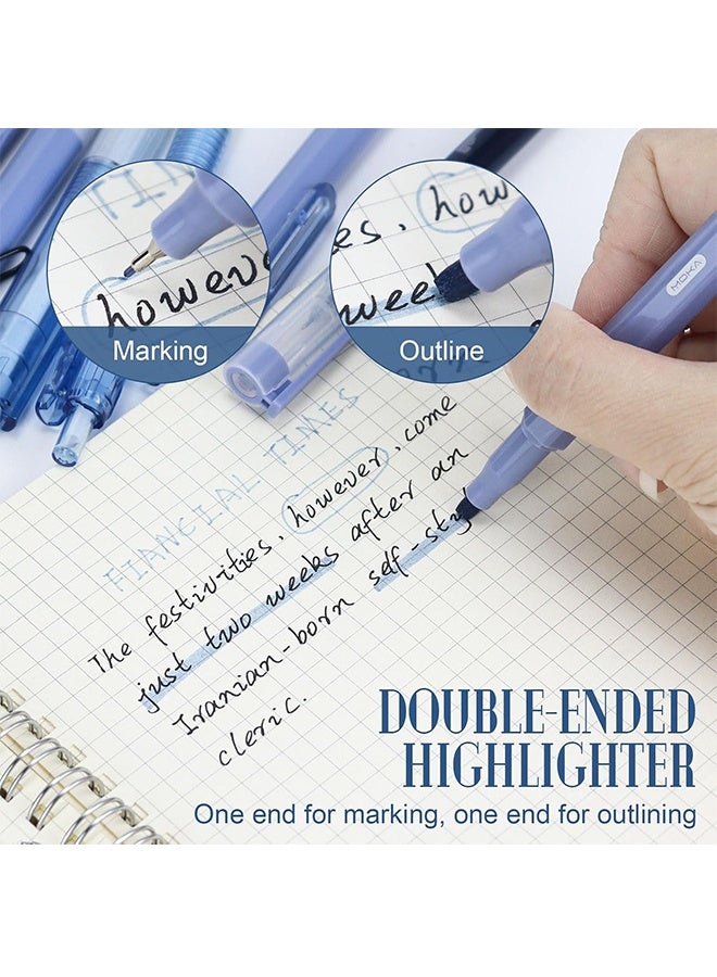 Moka Ballpoint Pen Gel Pens - 7 Pcs 0.5mm Retractable Black Ink Pens Set with Fine Tips & 1 Highlighter for Writing, Journaling & Office Use - Image 2
