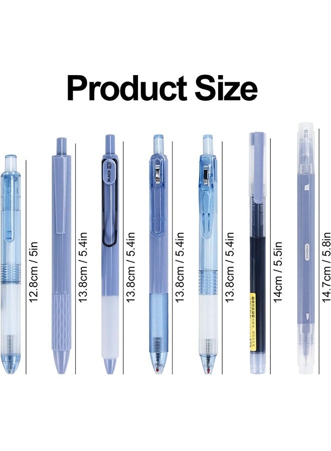 Moka Ballpoint Pen Gel Pens - 7 Pcs 0.5mm Retractable Black Ink Pens Set with Fine Tips & 1 Highlighter for Writing, Journaling & Office Use - Image 4