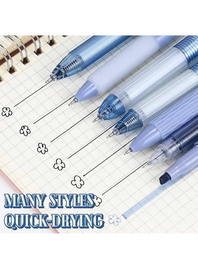 Moka Ballpoint Pen Gel Pens - 7 Pcs 0.5mm Retractable Black Ink Pens Set with Fine Tips & 1 Highlighter for Writing, Journaling & Office Use - Image 3