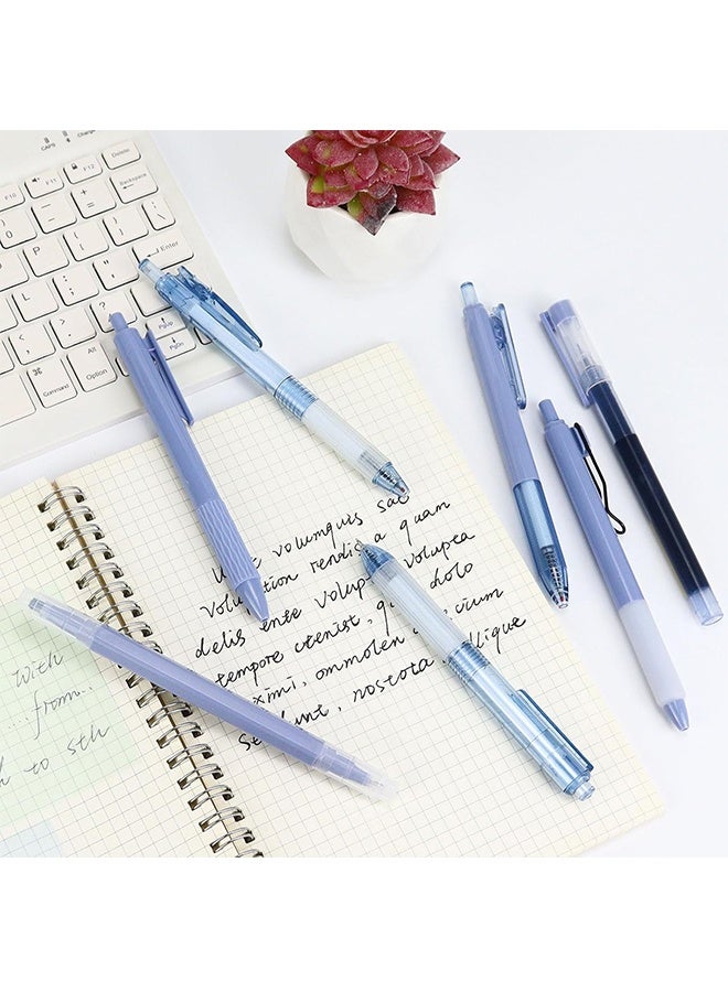 Moka Ballpoint Pen Gel Pens - 7 Pcs 0.5mm Retractable Black Ink Pens Set with Fine Tips & 1 Highlighter for Writing, Journaling & Office Use - Image 5