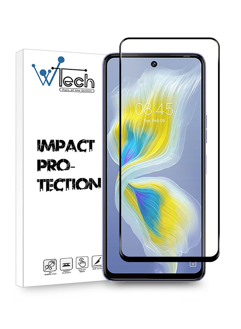 Wtech Premium E2E Tempered Glass Edge to Edge Premium 9H Screen Protector For Tecno Pova 5 / Pova 5 Pro 4G 2023 Clear/Black  - Image 1