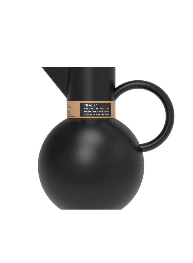 GAZELLA Plastic Tea/Coffee Flask 1 Liter Black, Borosilicate Glass Inside - Image 1