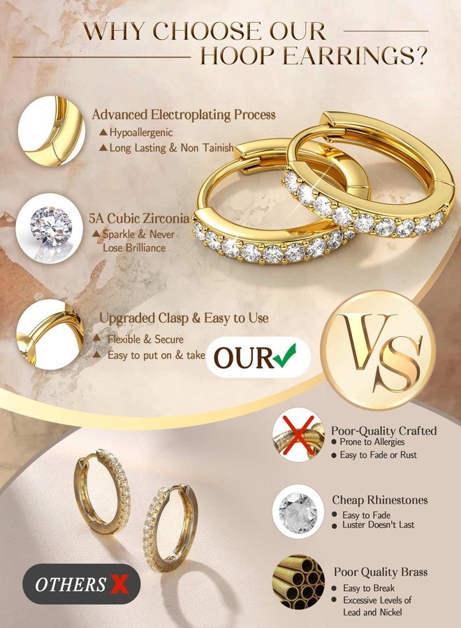 Jstyle Small Gold Hoop Earrings for Women Hypoallergenic Sterling Silver Earrings for Sensitive Ears Non Tarnish 14K Gold Plated Huggie Hoops Cartilage Earring Stacks Set for Multiple Piercing Jewelry - Image 5