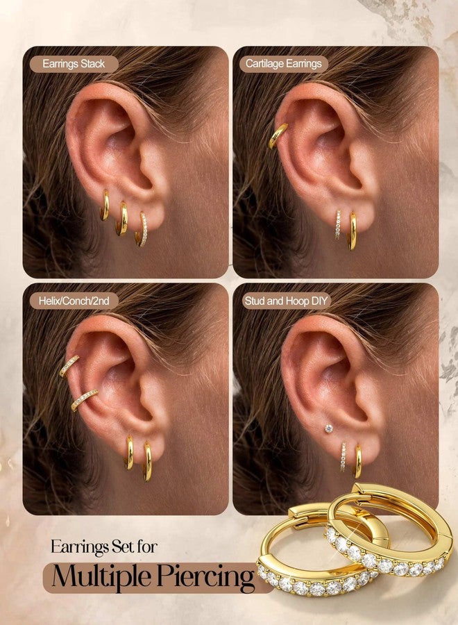 Jstyle Small Gold Hoop Earrings for Women Hypoallergenic Sterling Silver Earrings for Sensitive Ears Non Tarnish 14K Gold Plated Huggie Hoops Cartilage Earring Stacks Set for Multiple Piercing Jewelry - Image 4