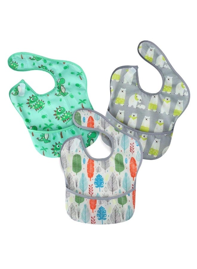 PandaEar 3 Pack Super Light Weight Baby Bib, Waterproof, Washable, Stain Oil and Odor Resistant 12-48 Months - Image 1