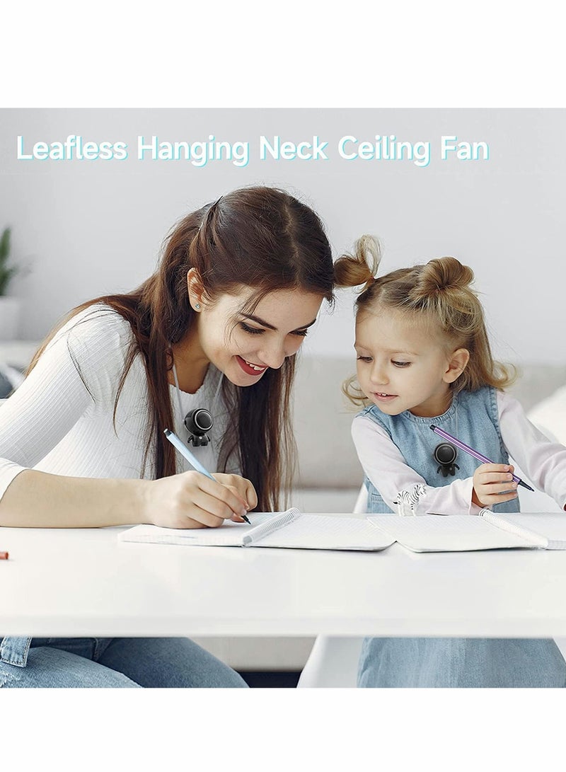 Excefore Mini Handheld Fan, Personal Fan Necklace Portable Rechargeable with 3 Wind Speed Hanging USB Handheld Fan Hands-free Wearable Leafless Mini Fan Astronaut Fan for Home Office Travel Outdoor (Black) - Image 5