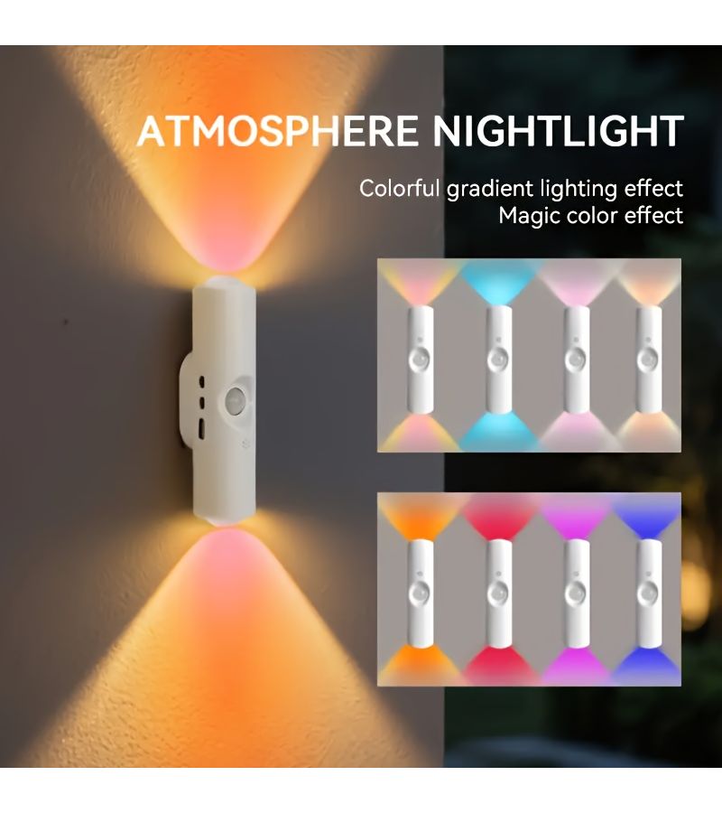 مصباح حائط حساس للحركة بتقنية PIR مع عين قطة متغيرة RGB وإضاءة موجهة مع 3 أوضاع تخفيف إضاءة - Image 3