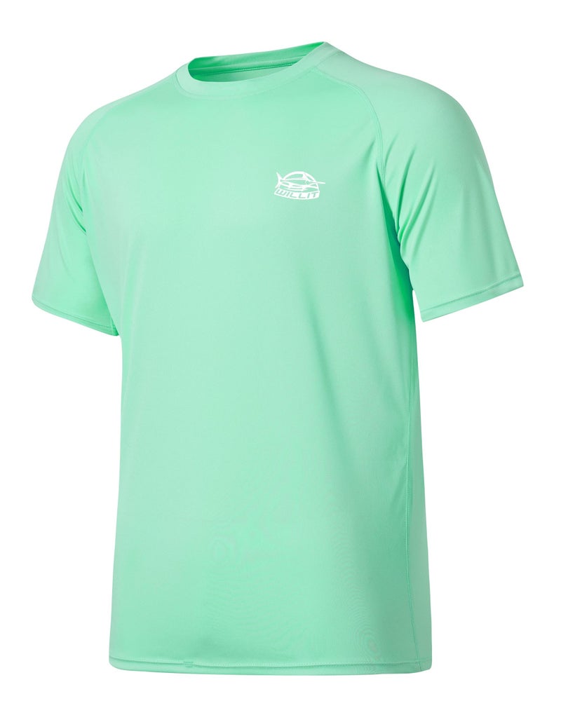 Willit Men's Rashguard Swim Shirt Short Sleeve UPF 50+ Sun Protection Shirt SPF Quick Dry Water Shirt Light Green L - Image 1