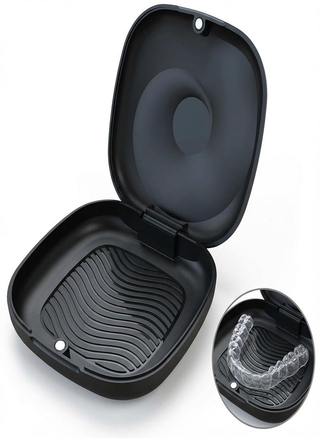 BVN Magnetic Seal Slim Orthodontic Dental Case with Unique Conch Texture, Portable Storage Holder for Braces, Teeth Aligner, Retainer, Mouth Guard, Night Guard & Denture - Black - Image 1