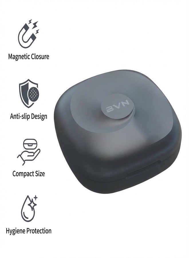 BVN Magnetic Seal Slim Orthodontic Dental Case with Unique Conch Texture, Portable Storage Holder for Braces, Teeth Aligner, Retainer, Mouth Guard, Night Guard & Denture - Black - Image 2