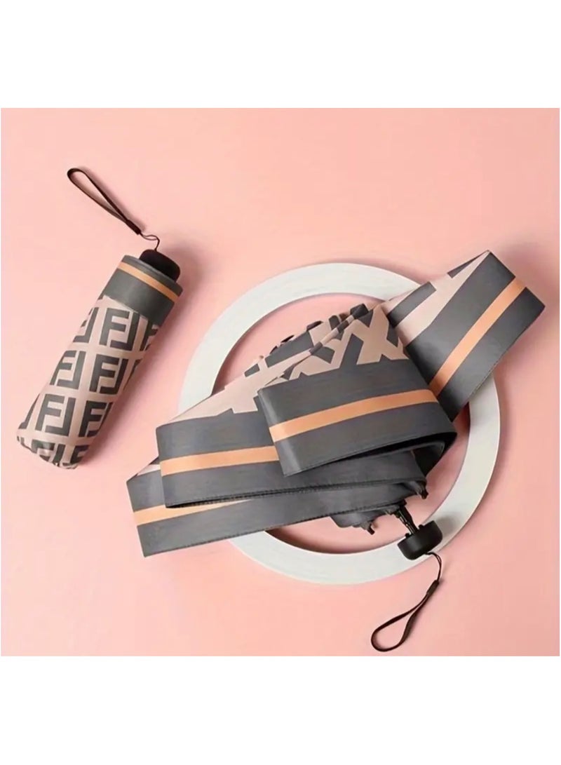 جست كواليتي مظلة صغيرة قابلة للطي مع حماية من الشمس - إطار حديدي متين مكون من 6 أضلاع، مظلة من قماش بونجي 190T مقاومة للماء، تفتح يدويًا، تصميم خفيف الوزن محمول مع مقبض حمل للسفر بسهولة - Image 1