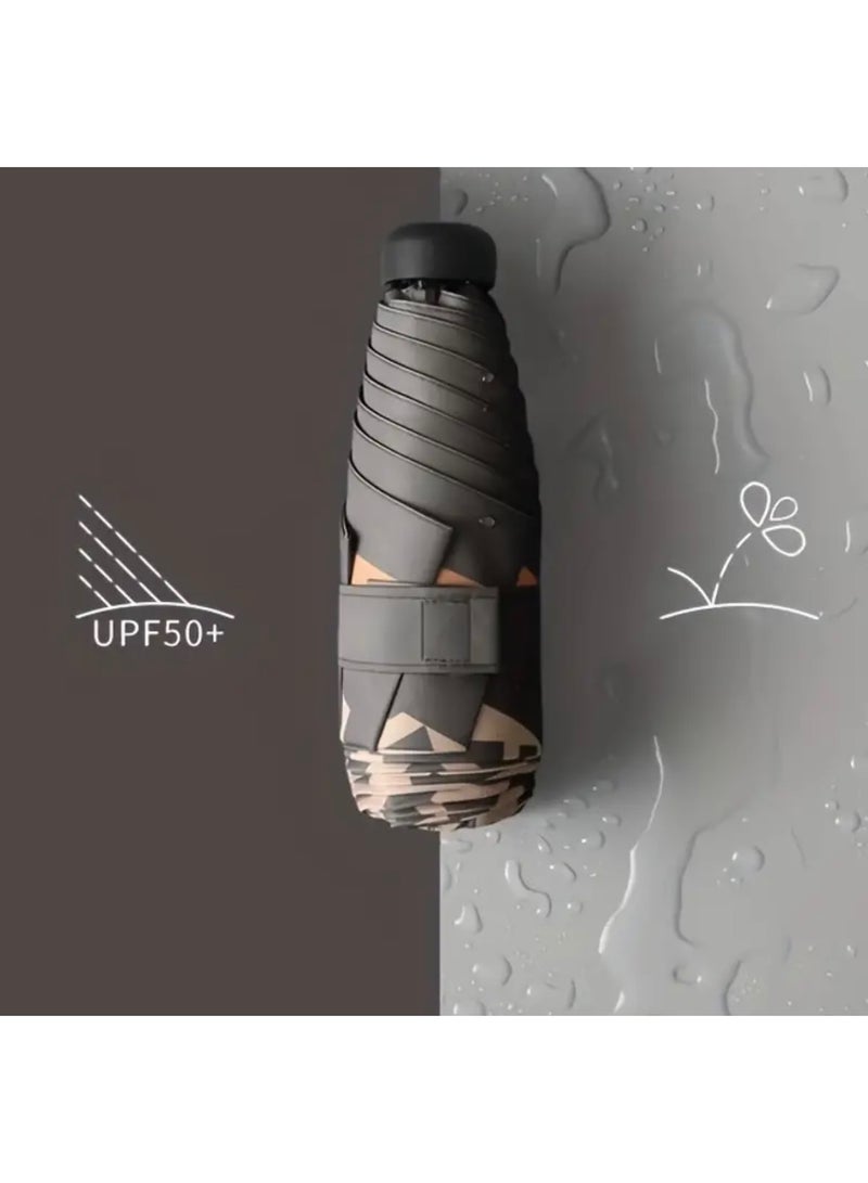 جست كواليتي مظلة صغيرة قابلة للطي مع حماية من الشمس - إطار حديدي متين مكون من 6 أضلاع، مظلة من قماش بونجي 190T مقاومة للماء، تفتح يدويًا، تصميم خفيف الوزن محمول مع مقبض حمل للسفر بسهولة - Image 3