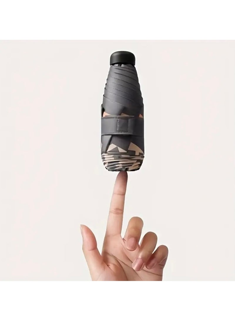 جست كواليتي مظلة صغيرة قابلة للطي مع حماية من الشمس - إطار حديدي متين مكون من 6 أضلاع، مظلة من قماش بونجي 190T مقاومة للماء، تفتح يدويًا، تصميم خفيف الوزن محمول مع مقبض حمل للسفر بسهولة - Image 4