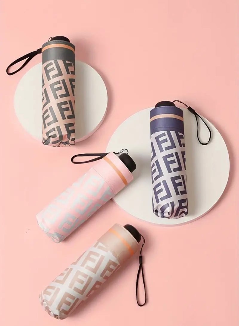 جست كواليتي مظلة صغيرة قابلة للطي مع حماية من الشمس - إطار حديدي متين مكون من 6 أضلاع، مظلة من قماش بونجي 190T مقاومة للماء، تفتح يدويًا، تصميم خفيف الوزن محمول مع مقبض حمل للسفر بسهولة - Image 5