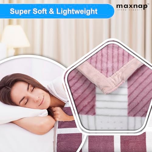 MAXNAP Cloudrest - Maroon Grid Pattern All-Weather AC Blanket for Double Bed – 300 GSM Ultra Soft, Lightweight & Breathable – 220x240 cm, Ideal for Year-Round Use - Image 4