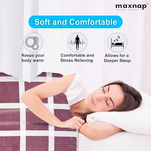 MAXNAP Cloudrest - Maroon Grid Pattern All-Weather AC Blanket for Double Bed – 300 GSM Ultra Soft, Lightweight & Breathable – 220x240 cm, Ideal for Year-Round Use - Image 5