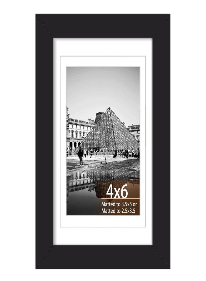 YCCXBW 4x6 Picture Frame, Display Photo 3.5x5 and 2.5x3.5 With Mat or 4x6 Without Mat Picture Frame Covered by Plexiglass Engineered Wood Frame For Table Top and Wall Mounting (Black, 4X6 MDF) - Image 1