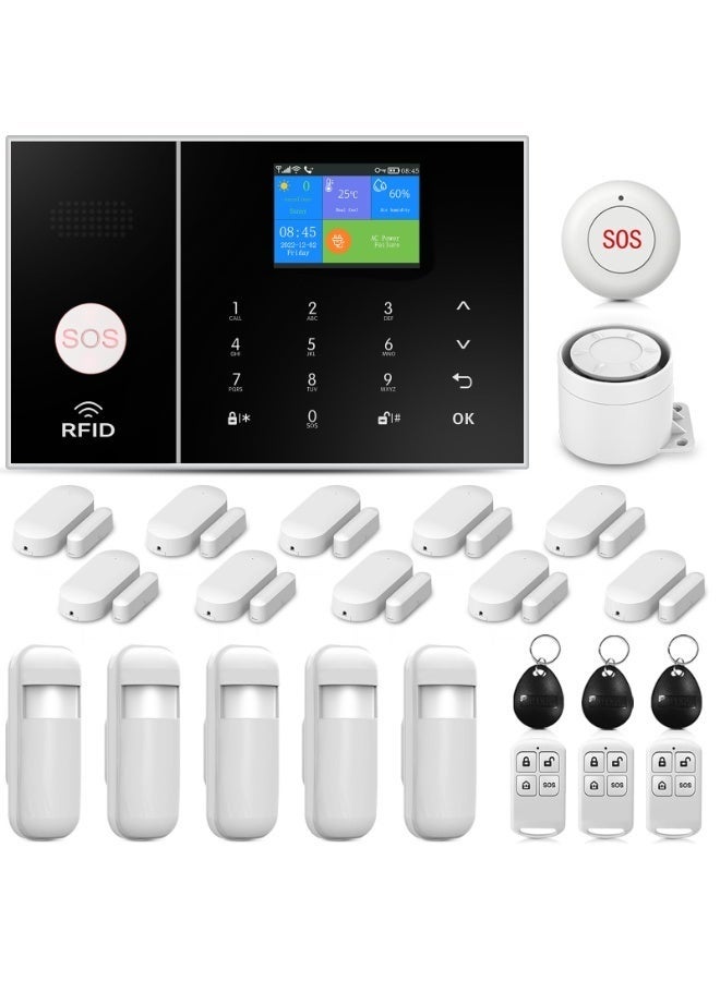 WALALLA Alarm System for Home Security,WiFi+GSM 4G DIY Alarm Kit with Phone APP Alert, Door/Window Sensor, Remote, Compatible with Alexa and Google for House, Apartment - Image 1