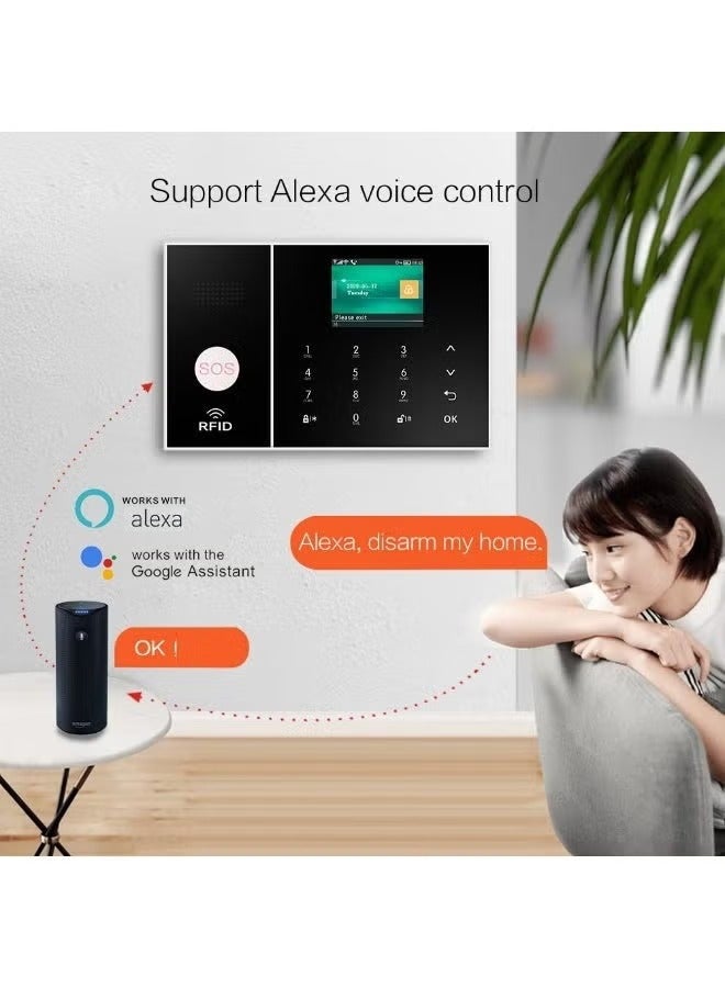والالا نظام إنذار لأمن المنزل، مجموعة إنذار DIY WiFi+GSM 4G مع تنبيه تطبيق الهاتف، مستشعر الباب/النافذة، جهاز تحكم عن بعد، متوافق مع أليكسا وجوجل للمنزل والشقق - Image 2