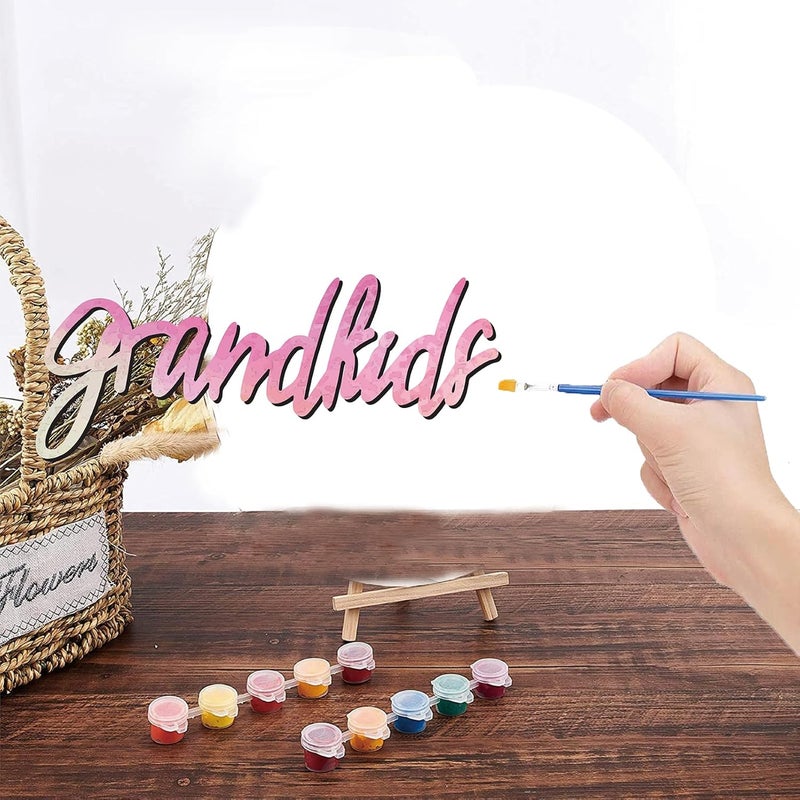 CREATCABIN Grandkids Laser Cut Wood Letter Sign Wall Decor Cutouts Unfinished Wooden Signs Wall Art Basswood Hanging Sculpture Decoration for Painting Crafts DIY Home Bedroom Decor Gift 11.8x4.7Inch - Image 4