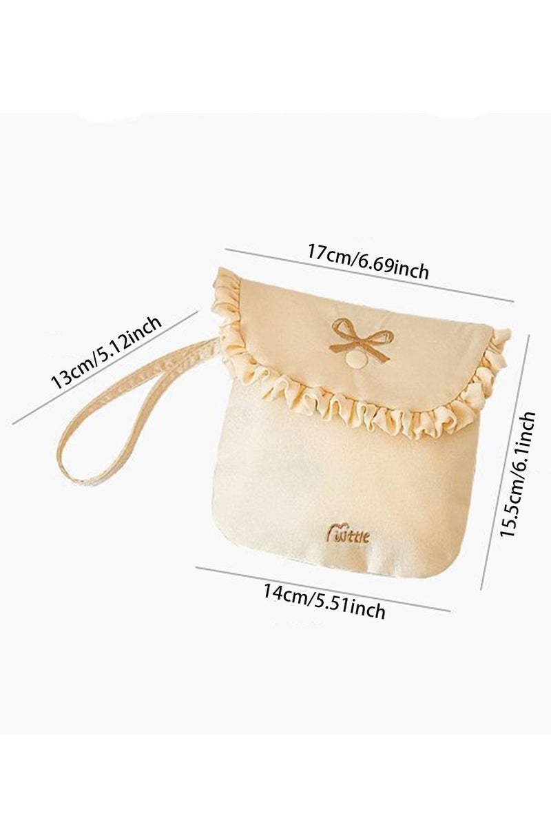 Bow Embroidery Mini Button Square Bag,Reusable Sanitary Sanitary Towel Storage Bag,Compact, Portable, And Large Capacity Sanitary Pad Carrying Bag For Menstrual Period，Makeup Bag - Image 2