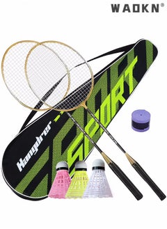 WAOKN 2 Pieces Badminton Set,Outdoor sports set,Badminton Set Including 1 Badminton Bag,2 Rackets,3 badminton balls,1 Replacement Grip Tapes, Badminton Backyard Games for Outdoor, Garden, Beach, Family Fun  - Image 1