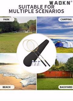 WAOKN 2 Pieces Badminton Set,Outdoor sports set,Badminton Set Including 1 Badminton Bag,2 Rackets,3 badminton balls,1 Replacement Grip Tapes, Badminton Backyard Games for Outdoor, Garden, Beach, Family Fun  - Image 5
