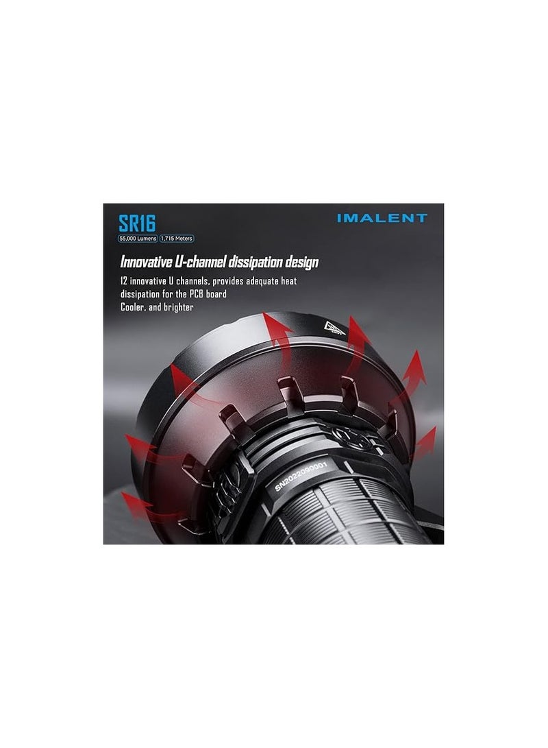 IMALENT SR16 Rechargeable Flashlight 55000 Lumens Super Bright Led Flashlight, with Cree XHP50.3 HI LEDs Waterproof Spotlight Flashlight Long Beam 1715 Meters for Emergency - Image 4