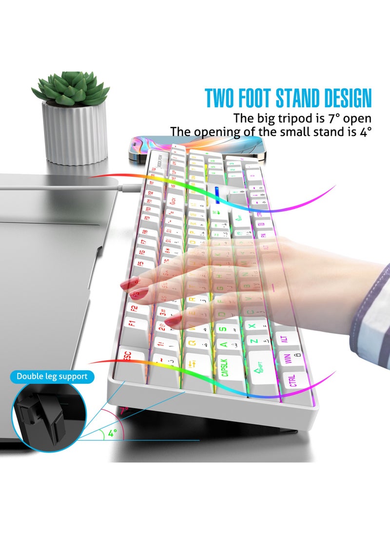 Rock Pow Gaming Keyboard Arabic English 104 Keys Mechanical Keyboard with RGB Backlit 19 Modes Wired Keyboard PBT Keycaps for PC Gaming and Working (Red Switch)  - Image 4