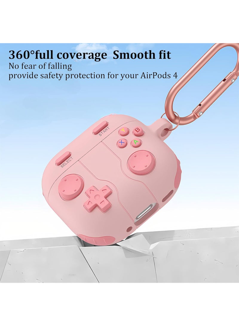 Rock Pow Cute Case Compatible with AirPods 4 with Active Noise Cancellation with Keychain, Cartoon Anime Game Console Funny Soft Silicone Shockproof Wireless Charging Case  - Image 2