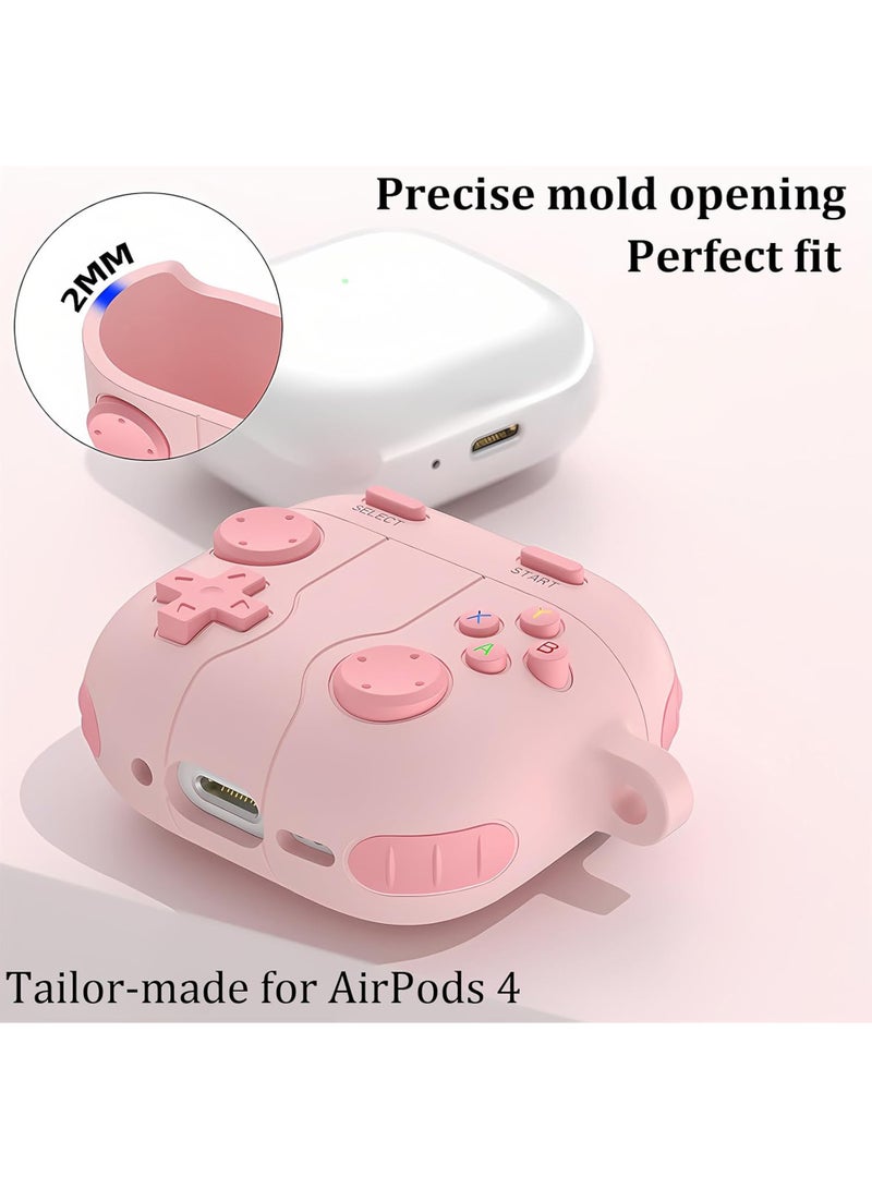 Rock Pow Cute Case Compatible with AirPods 4 with Active Noise Cancellation with Keychain, Cartoon Anime Game Console Funny Soft Silicone Shockproof Wireless Charging Case  - Image 5