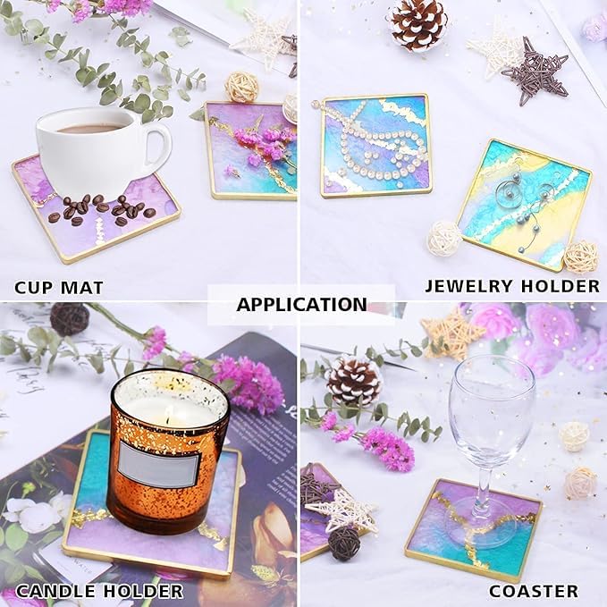 ADOERE قوالب كوستر شاي مربعة 5 مم عميقة من ADOERE لصب الراتنج السيليكوني، قوالب صب الراتنج، صب الراتنج لصنع الكوسترات، فن الراتنج DIY، ديكور المنزل (عبوة من 1) - Image 4