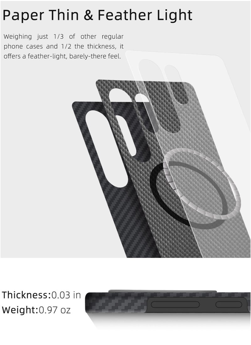 MONOCARBON Real Aramid Fiber Samsung Galaxy S25 ULTRA Case Cover [ULTRA SLIM MagSafe] Lightweight Anti-Scratch - Matte Black  - Image 5