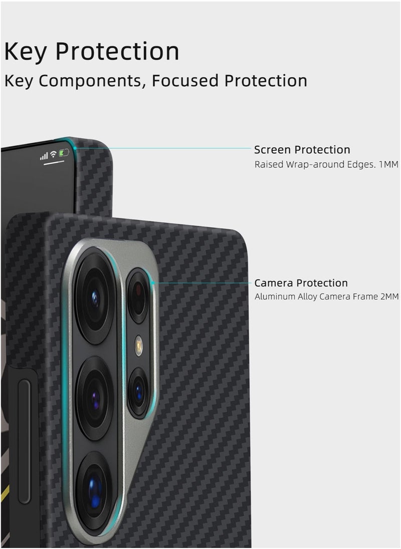 MONOCARBON Real Aramid Fiber Samsung Galaxy S25 ULTRA Case Cover [ULTRA SLIM MagSafe] Lightweight Anti-Scratch - Matte Black  - Image 4