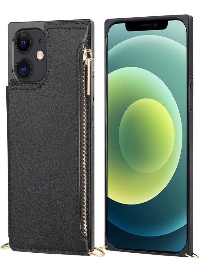 Bocasal Crossbody Wallet Case for iPhone 12/12 Pro with Card Holder,Zipper Card Slot Protector Shockproof Purse Cover with Removable Cross Body Strap 6.1 Inch(Black) - Image 5