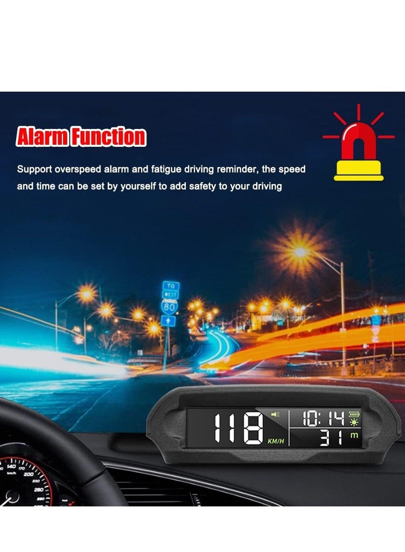 عرض بيانات القيادة اللاسلكي للسيارة من خلال أشعة الشمس جي بي إس عداد السرعة الرقمي مع شاشة LCD لسهولة القراءة، إنذار تجاوز السرعة KMH MPH الوقت/الارتفاع درجة الحرارة لجميع أنواع المركبات - Image 2