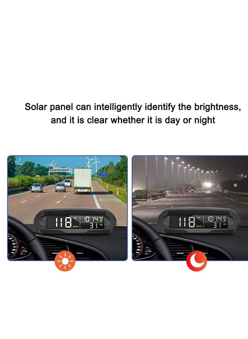 عرض بيانات القيادة اللاسلكي للسيارة من خلال أشعة الشمس جي بي إس عداد السرعة الرقمي مع شاشة LCD لسهولة القراءة، إنذار تجاوز السرعة KMH MPH الوقت/الارتفاع درجة الحرارة لجميع أنواع المركبات - Image 4