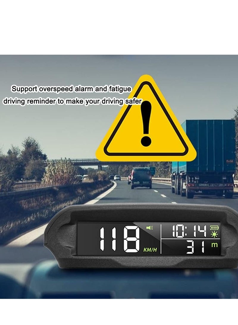 عرض بيانات القيادة اللاسلكي للسيارة من خلال أشعة الشمس جي بي إس عداد السرعة الرقمي مع شاشة LCD لسهولة القراءة، إنذار تجاوز السرعة KMH MPH الوقت/الارتفاع درجة الحرارة لجميع أنواع المركبات - Image 3