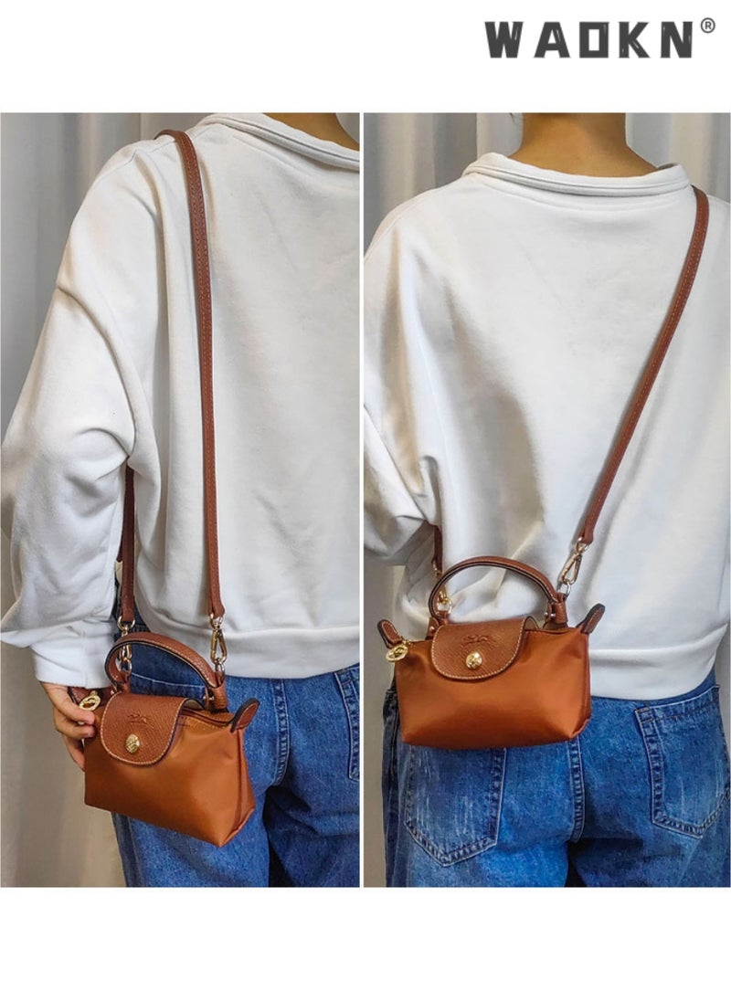 WAOKN - Leather Purse Straps,Replacement Crossbody Shoulder Strap for Mini Le PLIAGE,Crossbody Shoulder Strap Punch-Free Leather Shoulder Strap for Small Bag Handbag Clutch Bag Accessories （Brown） - Image 1
