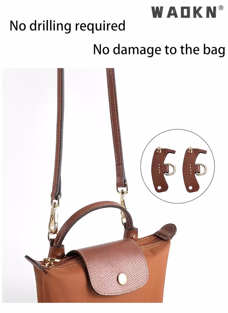 WAOKN - Leather Purse Straps,Replacement Crossbody Shoulder Strap for Mini Le PLIAGE,Crossbody Shoulder Strap Punch-Free Leather Shoulder Strap for Small Bag Handbag Clutch Bag Accessories （Brown） - Image 1