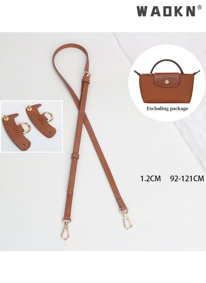 WAOKN - Leather Purse Straps,Replacement Crossbody Shoulder Strap for Mini Le PLIAGE,Crossbody Shoulder Strap Punch-Free Leather Shoulder Strap for Small Bag Handbag Clutch Bag Accessories （Brown） - Image 1