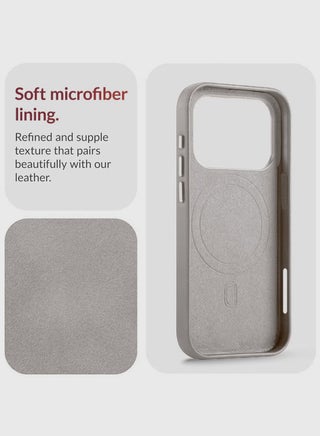 Apple iPhone 17 Pro Max 5G 2025 Luxury Leather Magnetic Wireless Charging Case Original MagSafe Shockproof Case Cover (MCMPMN) - Stone Grey - view 3