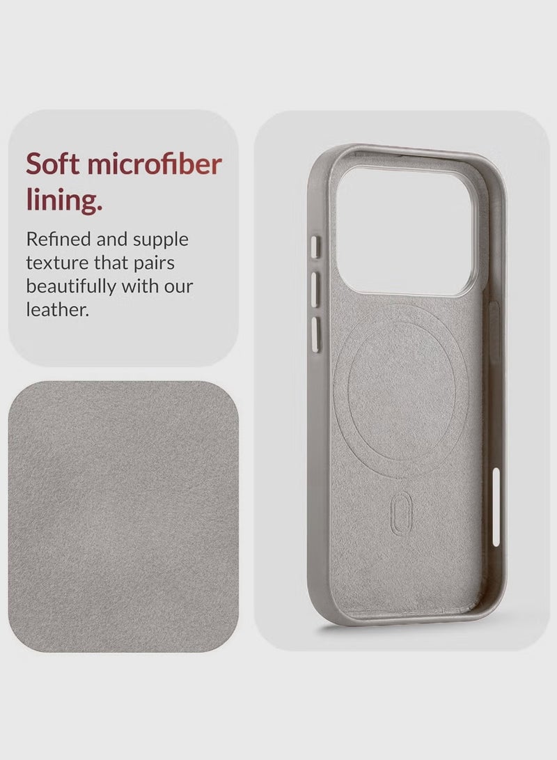 دبليو تيك حافظة شحن لاسلكية مغناطيسية جلدية فاخرة لأيفون 17 برو ماكس 5G 2025 - اللون الرمادي الحجري (MCMPMN) - Image 3
