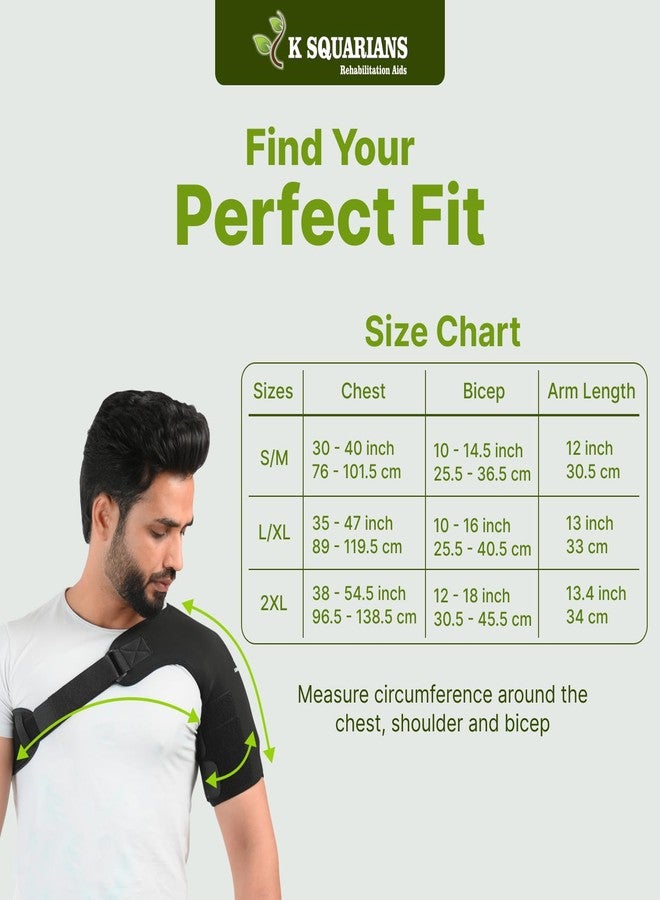K SQUARIANS Shoulder Support Belt for Men & Women | Pain Relief Brace with Double Lock, Neoprene Compression Pad | Arm Sling, Rotator Cuff, Frozen, Dislocated Shoulder | XXL - Image 4
