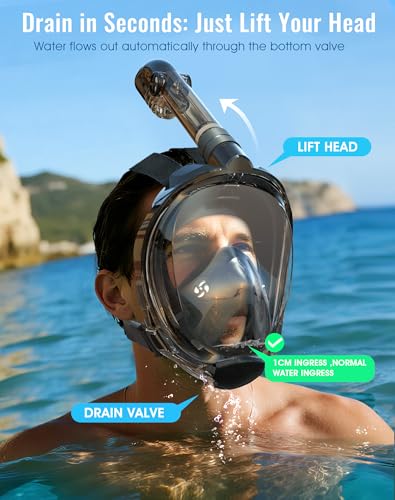 Greatever G2 Full Face Snorkel Mask with Latest Dry Top System,Foldable 180 Degree Panoramic View Snorkeling Mask with Camera Mount,Safe Breathing,Anti-Leak&Anti-Fog - Image 5