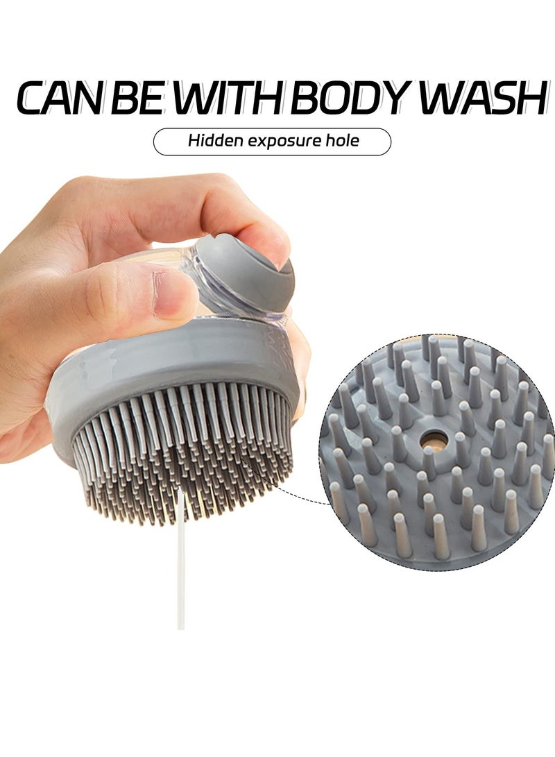 2-Pack 3-in-1 Soft Silicone Bath Brush for Dogs & Cats - Leak-Proof Shampoo Dispenser & Massager for Grooming & Relaxation, Grey - Image 2