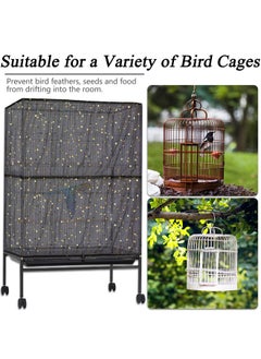 JULMELON 2Pcs Adjustable Bird Cage Seed Catcher(Black) Birdcage Nylon Mesh Cover Twinkle Star Universal Birdcage Cover For Parakeet Round Square Cage With Spring Hook  - Image 4